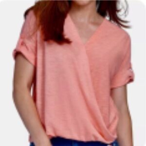 Seven7 Peach V-Neck Blouse